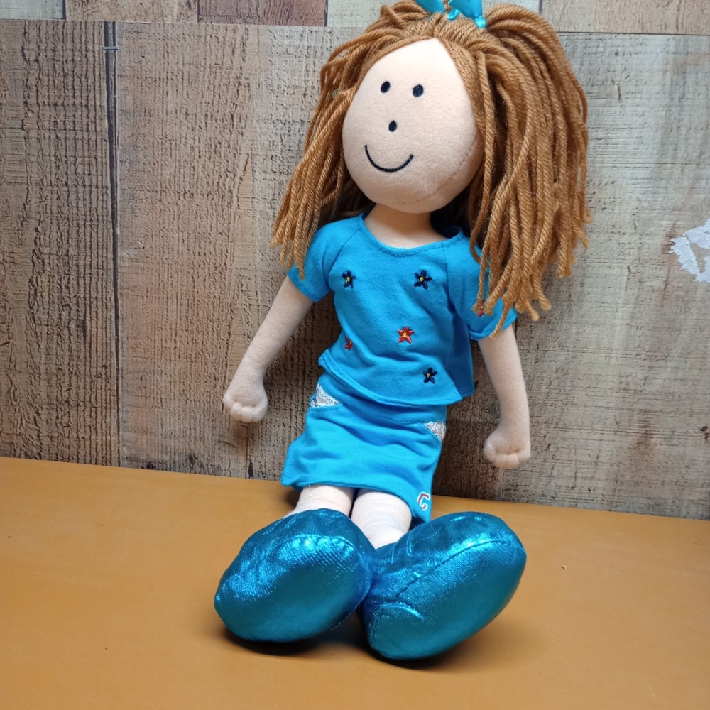 Manhattan Toy Groovy Girls Soft Rag Doll Blue Floral Outfit Metallic Shoes